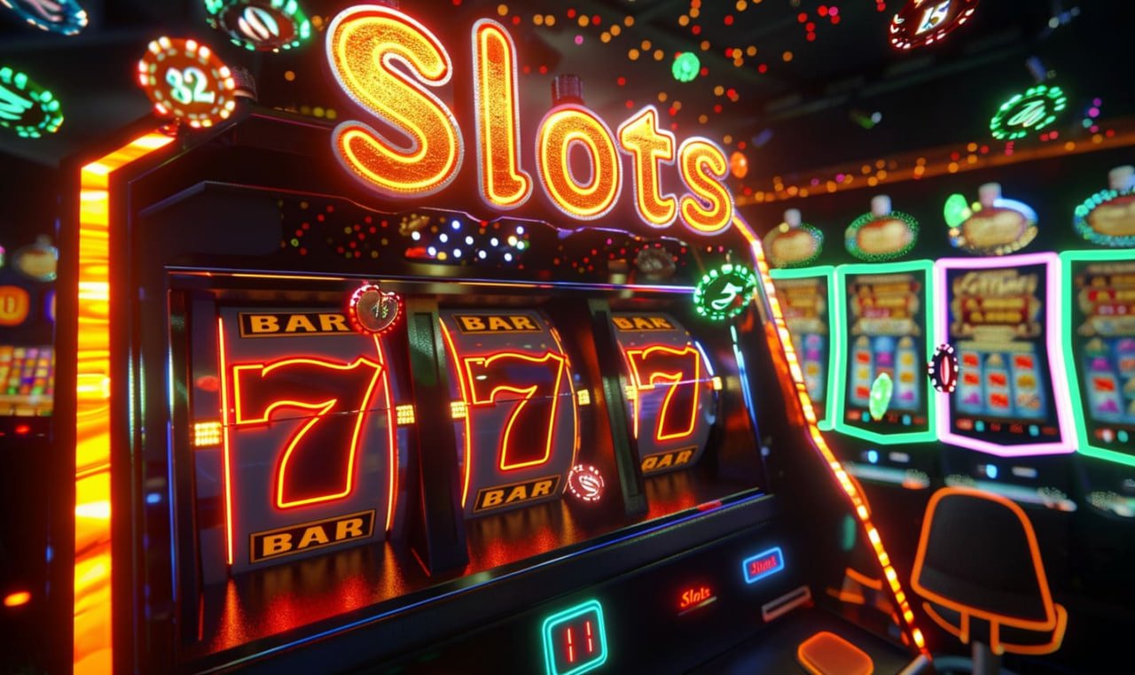 Mesin slot digital dengan animasi warna-warni dan tema yang beragam